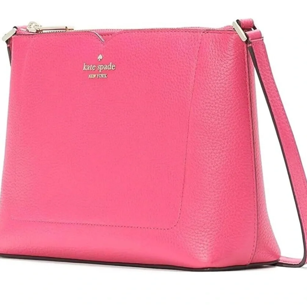 🩷Kate Spade Harlow Crossbody Pink Hibiscus Pebbled Leather - Picture 1 of 11
